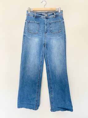 Oat New York High Rise Wide Leg Jeans Raw Hem Sz 10/30